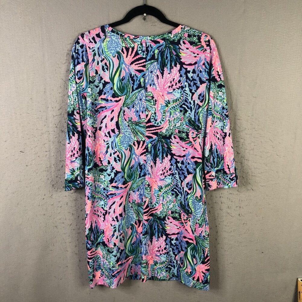 Lilly Pulitzer Dress Womens Medium Multicolor Pima Cotton Sea Life 3/4 Sleeve - Picture 2 of 16